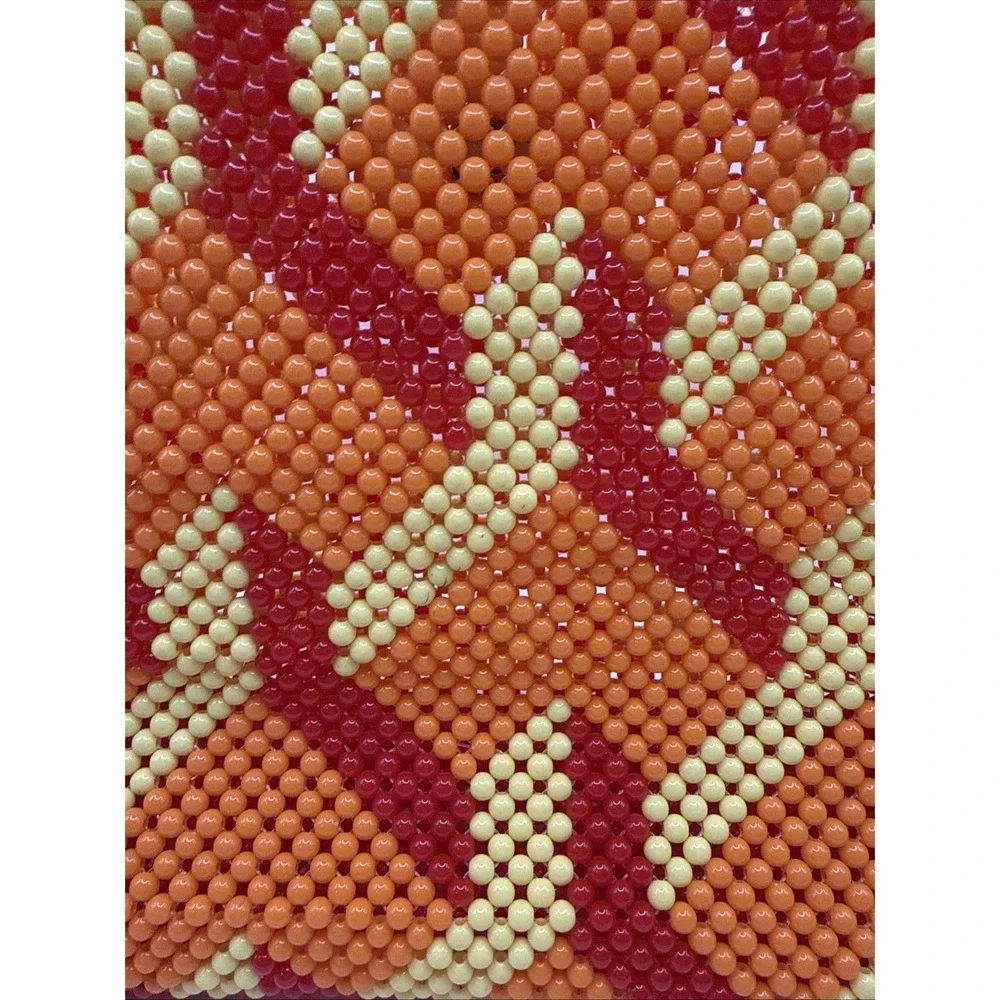 Handmade‎ Beaded Bag Unique Statement Purse Luxury Vintage Y2K Accessory Orange
